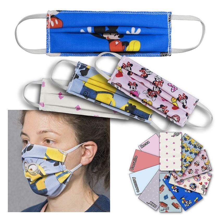 Mascherine filtranti per bambini con personaggi, in TNT e Cotone per Bambini - elastico ORECCHIO